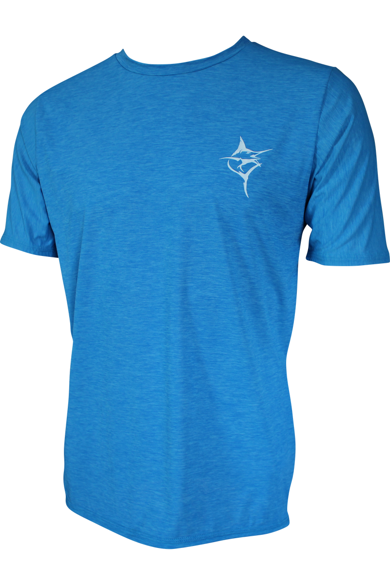Okuma Men's Lightweight Short Sleeve Fishing Shirt Collared Blue Logo Size  L